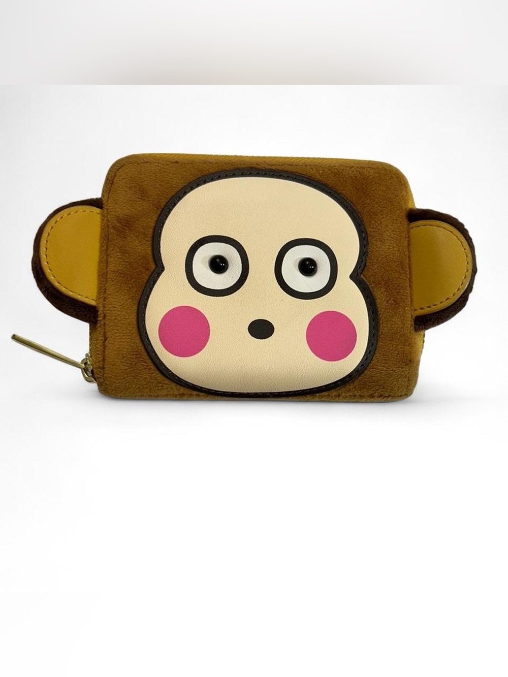 Loungefly Sanrio Monkichi Monkey Ziparound Small Wallet Brown Pink